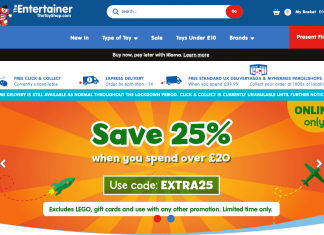The Entertainer Offers an Extra 25% Off All Online Orders Over £20